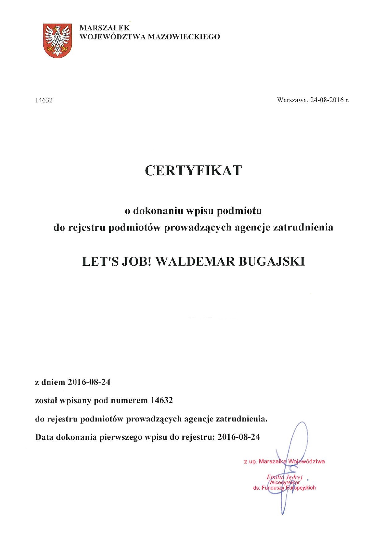Certyfikat 1
